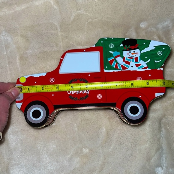 ☃️🦌🎄 2 CHRISTMAS HOLIDAY RED TRUCK SNOWMAN REINDEER TIN STORAGE GIFT CONTAINERS - Picture 5 of 15